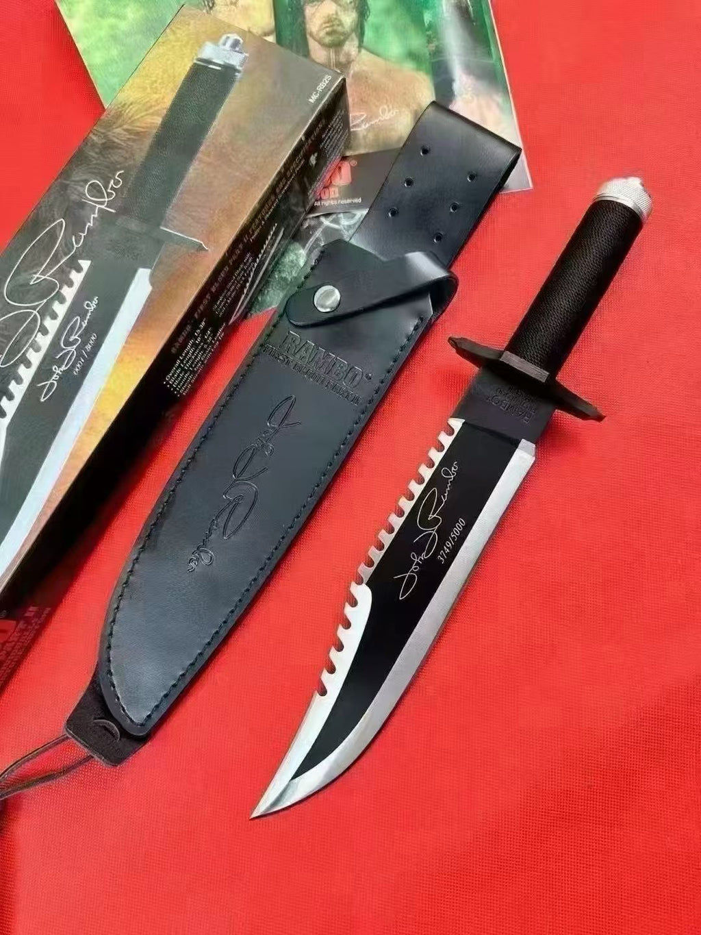 Medium-sized straight-edge knife Sylvester Stallone Autographed Edition (Rambo 2)
