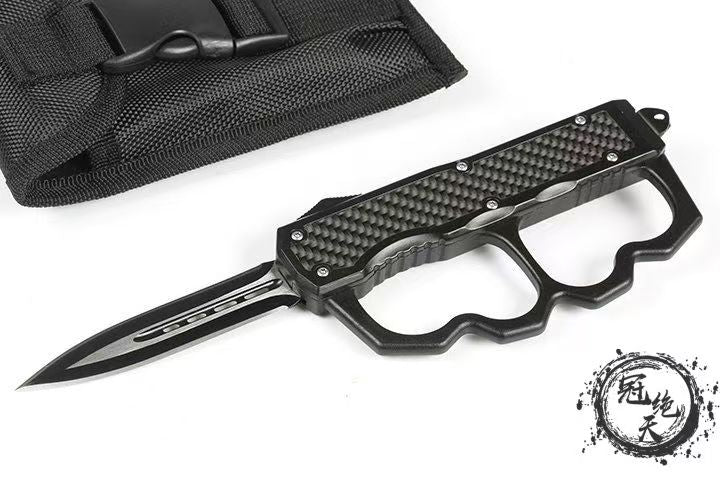 MT Fist Spring Knife Carbon Fiber Handle Automatic Spring-Loaded Retractable Sword Spikes