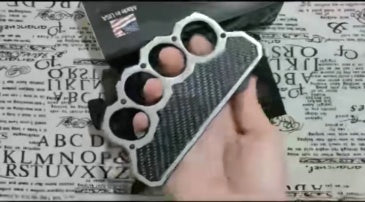 Micro-Tech Boxing Gloves Double-edged Straight Knife (Gray Carbon Fiber)