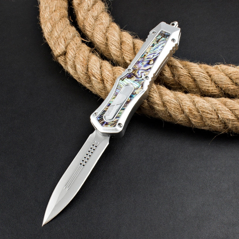 Micro-tech straight jump knife goddess (abalone handle)