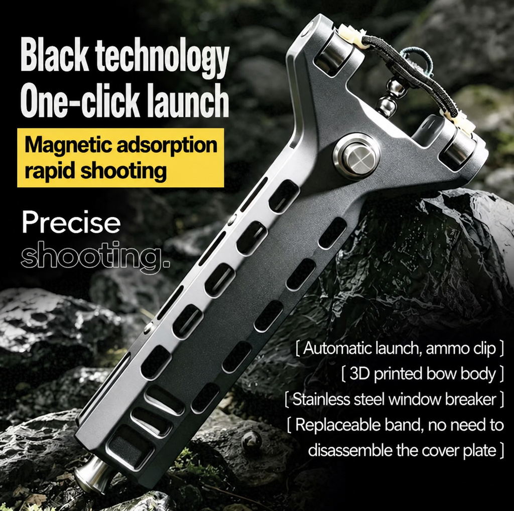 Automatic metal slingshot high-precision high-powered slingshot Compatible with magazines Automatic loading High-strength magnetic rubber bands